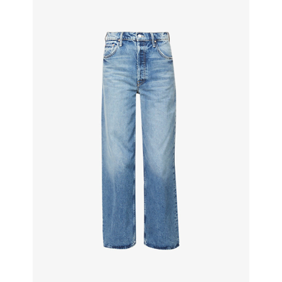 Shop Mother Spinner Skimp Faded-wash Wide-leg High-rise Jeans In Adayinthelifeofdaniel