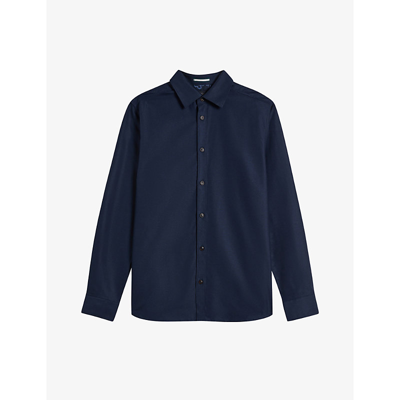 Shop Ted Baker Men's Navy Solurr Slim-fit Woven Oxford Shirt