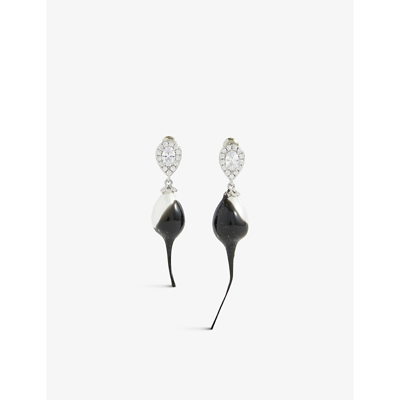 Shop Ottolinger Teardrop Faux-pear And Metal Clip-on Earrings In Black