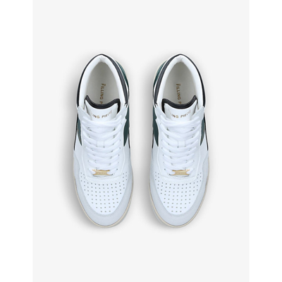 Shop Filling Pieces Ace Spin Brand-print Leather Mid-top Trainers In White/comb