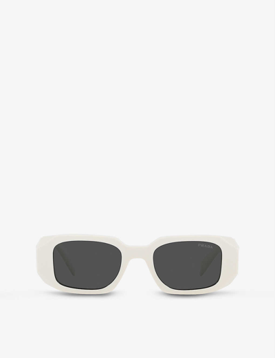 Shop Prada Women's White Pr 17ws Rectangular-frame Acetate Sunglasses