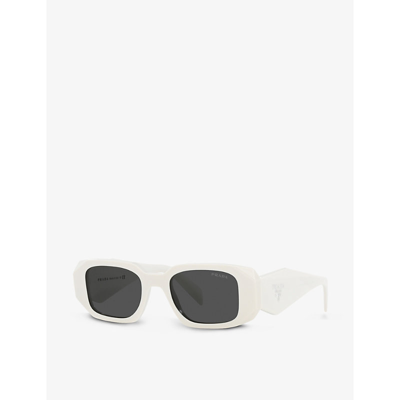 Shop Prada Women's White Pr 17ws Rectangular-frame Acetate Sunglasses