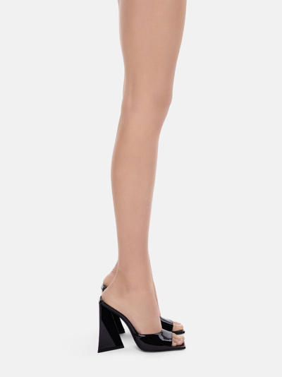 Attico Devon 85mm Patent-leather Mules In Black