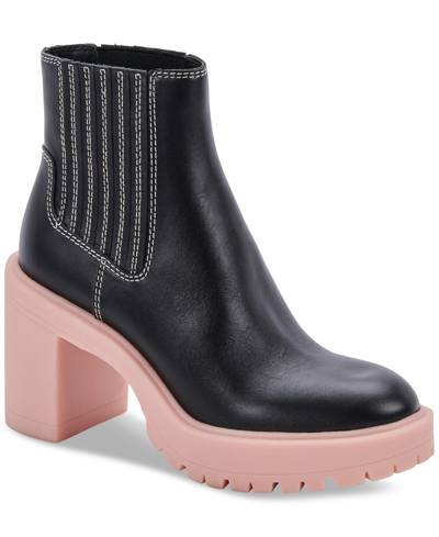 Shop Dolce Vita Caster H2o Cheslea Booties Women's Shoes In Black/pink Leather Ho