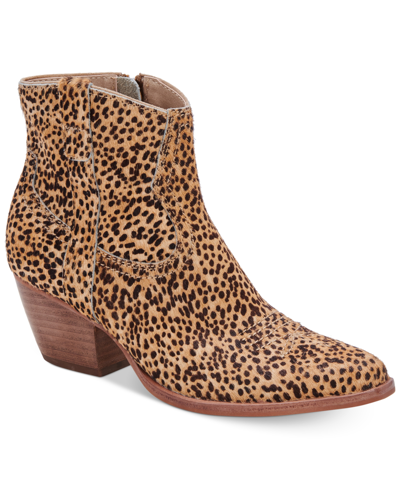 Shop Dolce Vita Women's Silma Western Booties Women's Shoes In Leopard Calf Hair