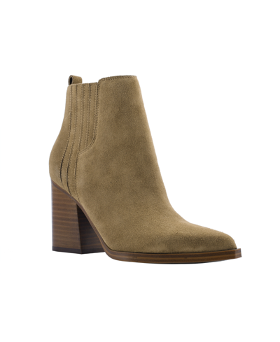 Marc Fisher Women's Matter Block Heel Booties Women's Shoes In Brown Suede