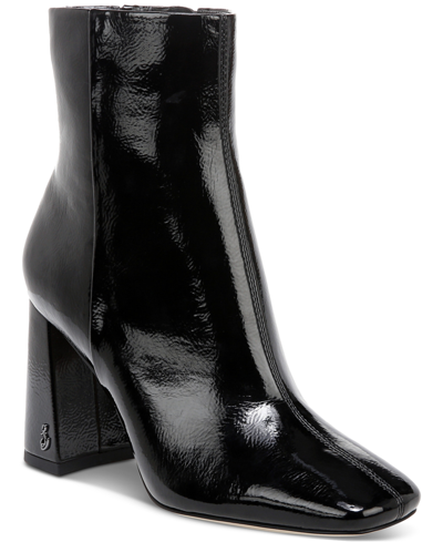 Shop Sam Edelman Women's Codie Block-heel Booties Women's Shoes In Black Patent