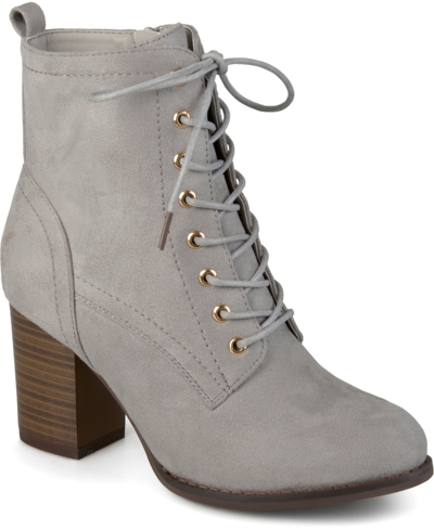 Shop Journee Collection Women's Baylor Lace Up Booties In Gray