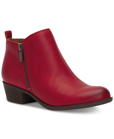 Shop Lucky Brand Women's Basel Leather Booties Women's Shoes In Red Dahlia