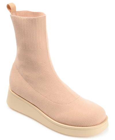 Journee Collection Women's Ebby Sock Booties In Tan