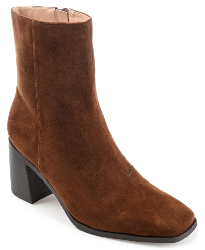 Shop Journee Collection Women's Sloann Square Toe Booties In Brown