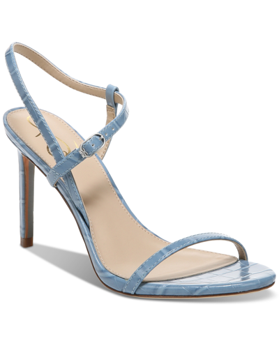 Shop Sam Edelman Women's Doran Strappy Stiletto Dress Sandals In Aspen Sky Croco