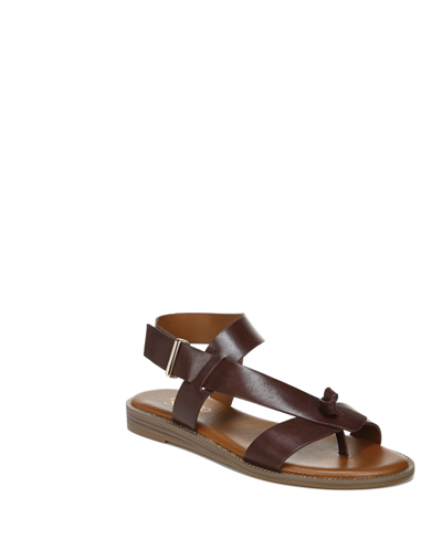 Shop Franco Sarto Women's Glenni Hidden Adjustable Strap Flat Sandals In Dark Brown Leather