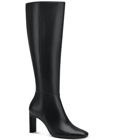 Shop Alfani Women's Tristanne Knee High Boots, Created For Macy's In Black Leather