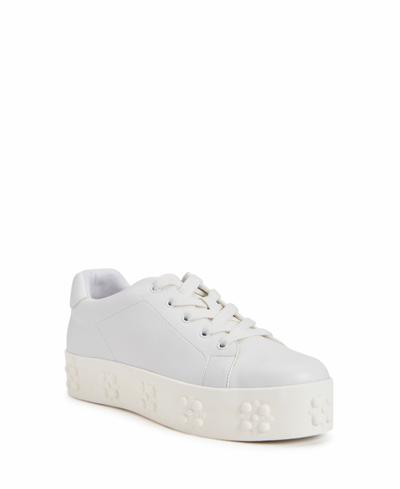 Shop Katy Perry Women's The Floral Round Toe Flatform Lace-up Sneakers In Optic White