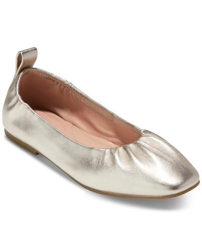 Shop Cole Haan Women's Wayfarer Ballet Flats In Gold Leather
