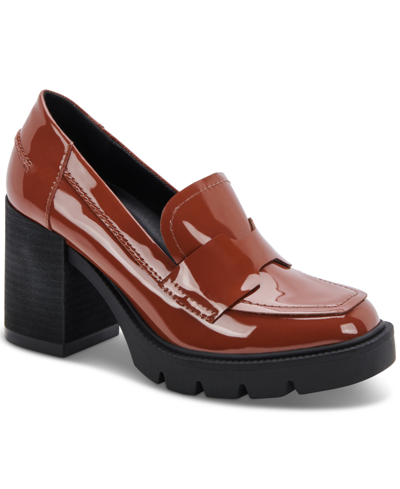 Shop Aqua College Women's Jonnie Waterproof Block-heel Loafers, Created For Macy's Women's Shoes In Cognac Pat