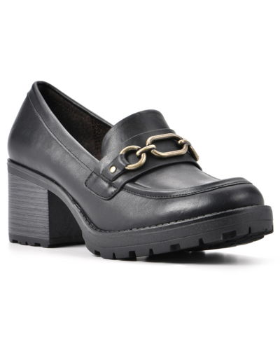 Shop White Mountain Women's Booster Heeled Loafers In Black