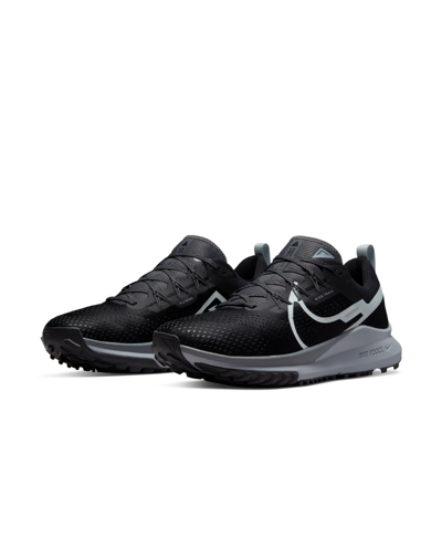 Shop Nike Men's React Pegasus Trail 4 Trail Running Sneakers From Finish Line In Black/dark Gray/wolf Gray