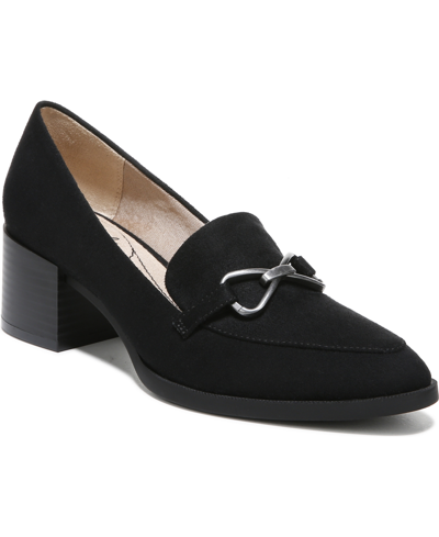 Shop Lifestride Women's Devyn 2 Slip On Block Heel Loafers In Black Faux Leather