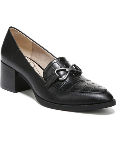 Shop Lifestride Women's Devyn 2 Slip On Block Heel Loafers In Black Fabric