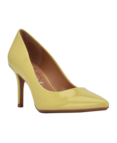 Shop Calvin Klein Women's Gayle Pointy Toe Classic Pumps Women's Shoes In Lime - Faux Patent Leather