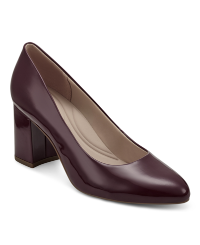 Shop Easy Spirit Women's Cadet Almond Toe Pumps Women's Shoes In Dark Red Faux Patent Leather