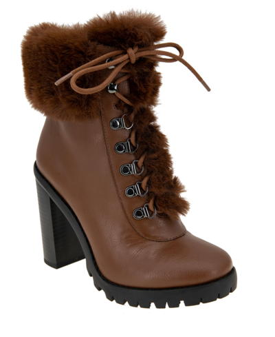 Shop Bcbgeneration Women's Pelica Faux Fur Trimmed Bootie Women's Shoes In Cocoa