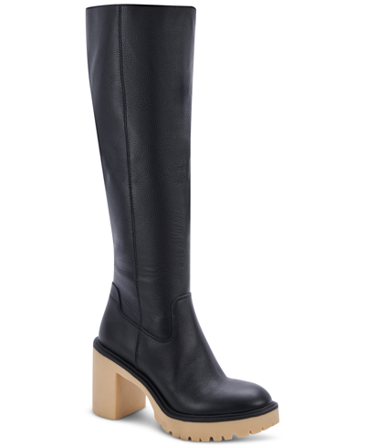 Shop Dolce Vita Women's Corry H20 Lug-platform Tall Knee-high Dress Boots Women's Shoes In Black Leather Ho