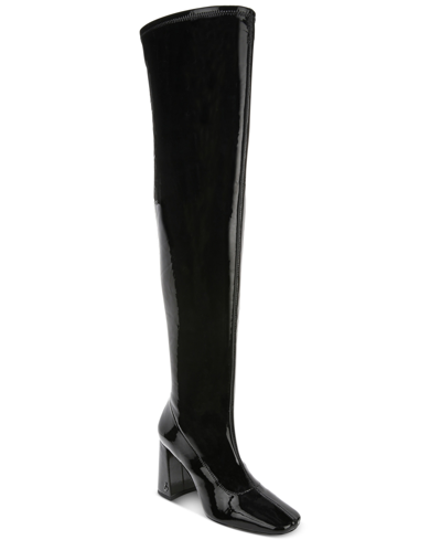 Shop Sam Edelman Women's Cosette Over-the-knee Stretch Dress Boots In Black Patent