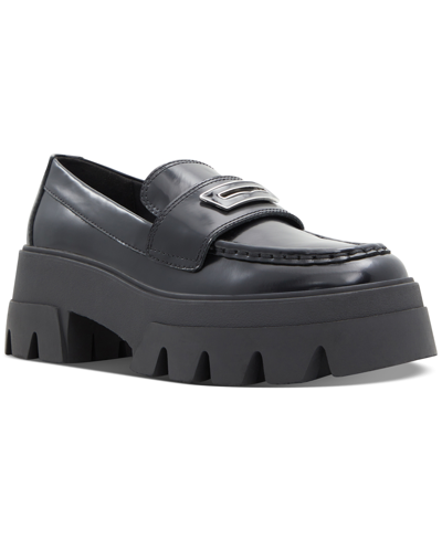 Shop Aldo Grandwalk Heavy Lug Sole Loafers In Black