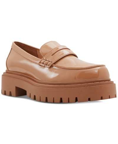 Shop Aldo Women's Bigstrut Lug-sole Loafers Women's Shoes In Dark Beige Patent