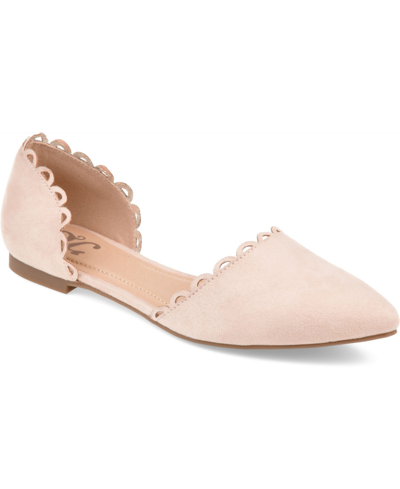 Shop Journee Collection Women's Jezlin Scalloped Flats In Nude