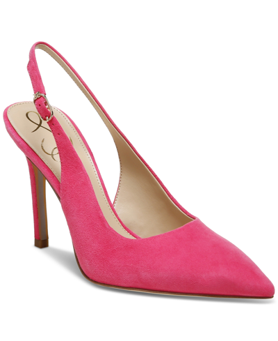 Shop Sam Edelman Women's Hazel Slingback Pumps Women's Shoes In Dahlia Pink Suede