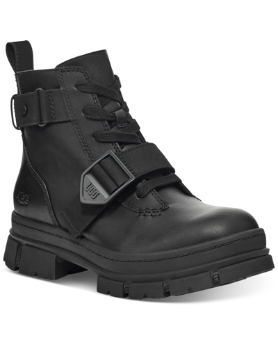 Shop Ugg Women's Ashton Waterproof Lace-up Zip Booties In Black