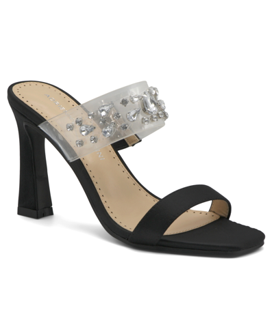 Shop Adrienne Vittadini Women's Gothic Embellished Strap Slide Sandals Women's Shoes In Black