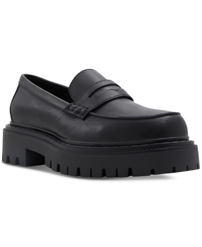 Shop Aldo Women's Bigstrut Lug-sole Loafers In Black Smooth