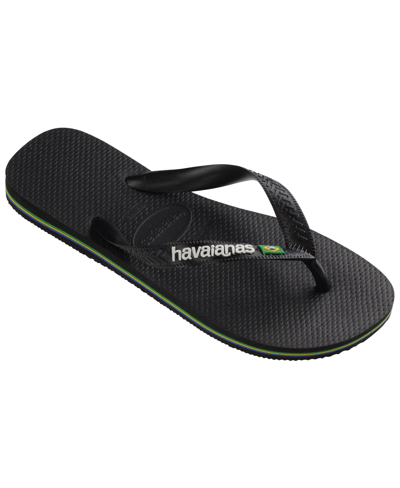 Havaianas Men's Brazil Logo Flip Flop Sandal In Black, Men's At Urban Outfitters In Black