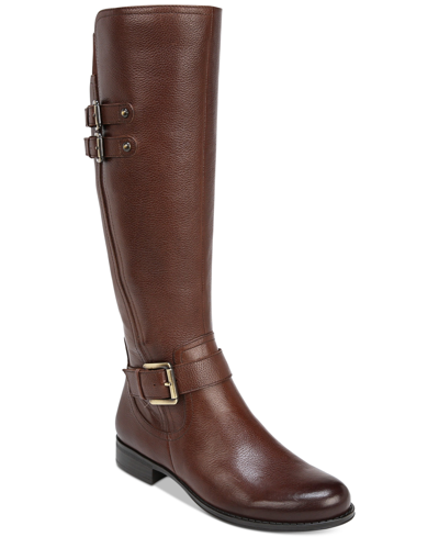 Shop Naturalizer Jessie Wide Calf Riding Boots In Chocolate Leather