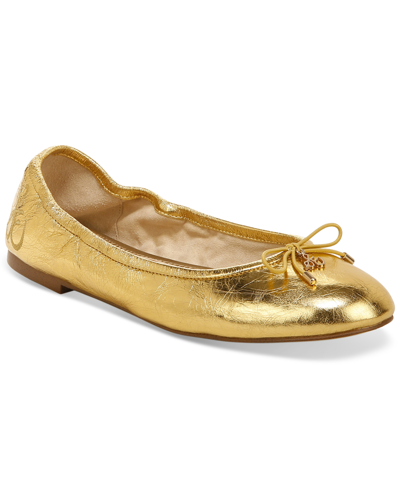 Shop Sam Edelman Women's Felicia Ballet Flats Women's Shoes In Metallic Gold Mine