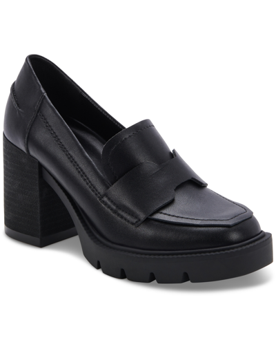 Shop Aqua College Women's Jonnie Waterproof Block-heel Loafers, Created For Macy's Women's Shoes In Black Leat