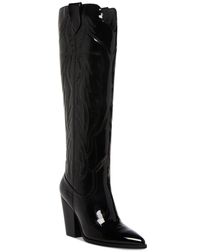 Steve Madden Women's Tessy Tall Western Boots In Black Patent | ModeSens