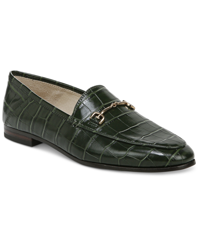 Shop Sam Edelman Women's Loraine Tailored Loafers Women's Shoes In Deep Emerald Croco