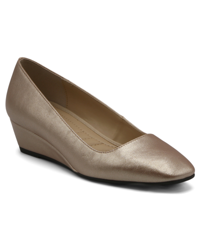 Shop Adrienne Vittadini Women's Palmer Wedge Pumps Women's Shoes In Champagne