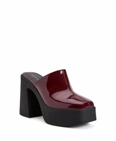 Shop Katy Perry Women's The Heightten Square Toe Platform Clogs In Burgundy Polyester