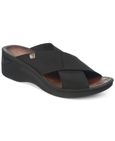 Shop Bzees Desire Washable Wedge Slide Sandals Women's Shoes In Black