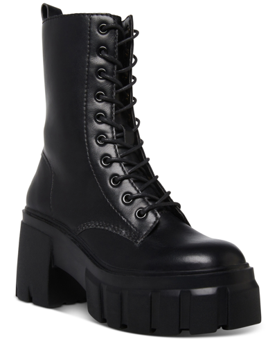 Shop Madden Girl Women's Guster Lug-sole Combat Booties In Black