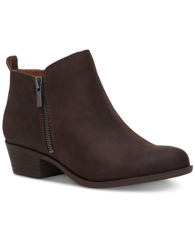 Shop Lucky Brand Women's Basel Leather Booties Women's Shoes In Chocolate
