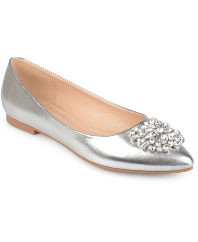 Shop Journee Collection Women's Renzo Jeweled Flats In Silver