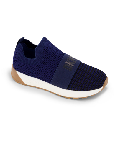 Shop Dkny Big Boys 2 Color Way Knit Slip On Sneakers In Navy